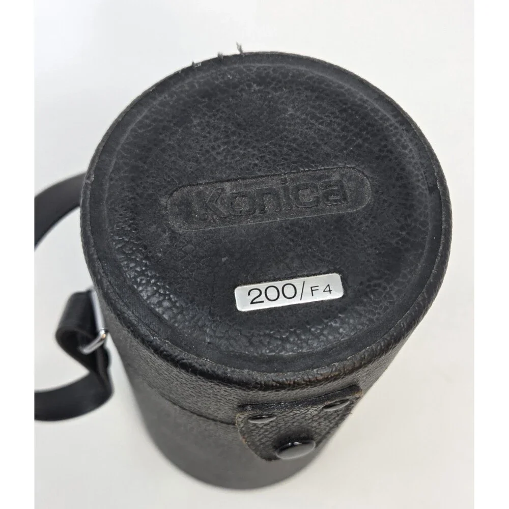 Konica Hexanon AR 200mm F4 OEM Cylindrical‎ Lens Case w/ Strap Vintage Japan